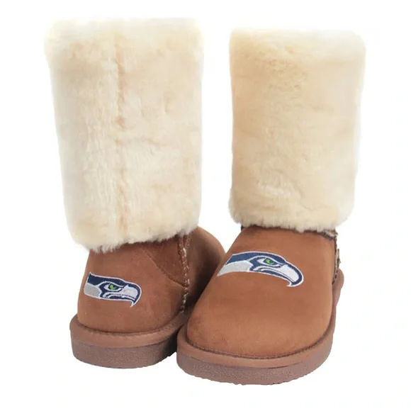 New Seattle Seahawks football camel fan fur boots - Picture 2 of 3